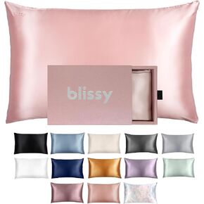 Blissy Silk Pillowcase - 100% Pure Mulberry Silk - 22 Momme 6A High-Grade Fibers - Silk Pillow Cover for Hair & Skin - Regular, Queen & King with Hidden Zipper (Standard, Pink)
