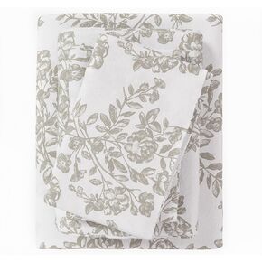 Great Bay Home Flannel Sheet Set Twin Size - 100% Turkish Cotton, Double-Brushed, Printed Bed Sheets - Ultra-Soft, Cozy, 3-Piece Bedding Set (December Frost)