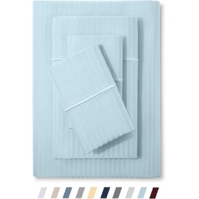 مجموعة ريشة وغرزة 500 TC King Size Samask Bed Sheet ، 100 ٪ من القطن ناعم ، ورقة سرير ناعمة ، 4 قطعة 18 "جيوب عميقة Sateen نسج الفراش مخططة فرش Resort Hotel الفخامة (السكر القيقب ، الملك)