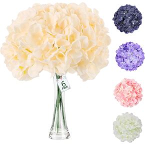 3Pcs 21 Inch Hydrangea Artificial Flower Fake Big Hydrangea Flowers Latex Real Touch Hydrangea Flowers with Long Stem Faux Hydrangea Decor (Light Blue,White,Green)