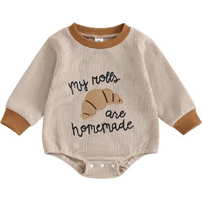 Honganda Baby Boy Girl Thanksgiving Outfit My Rolls are Handmade Turkey Romper Sweatshirt Onesie Fall One Piece Clothes