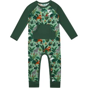 Baby Boy Romper-Viscose Made from Bamboo, Long Sleeve Jumpsuit Infant Clothes Soft Outfits with Snaps
