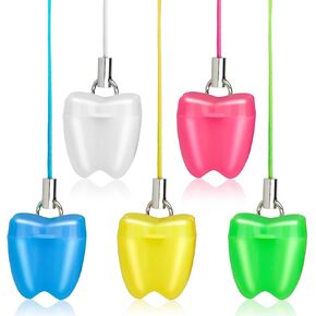 15PCS Bright-Color Tooth Necklaces for Lost Teeth for Kid, Plastic Tooth Saver Necklaces, Cute Tooth Saver for Kid/ Tooth Savers for Kid, Tooth Treasure Chest for Lost Teeth, Lost Teeth Saver Necklace