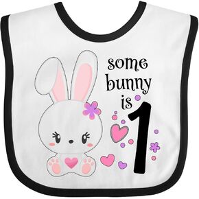 inktastic Somebunny Is One- First Birthday Bunny Baby Bib