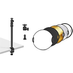 Neewer TL283 Extendable Camera Desk Mount with Ball Head, 17"-40" Adjustable Table Light Stand with 1/4" Screw & C Clamp for DSLR Camera, Ring Light Live Stream, Vlog, RF-56II Light Reflector Included