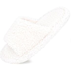 Open Toe Slippers for Women,Fluffy Memory Foam House Slippers with Anti Skid Sole,Trendy Gift