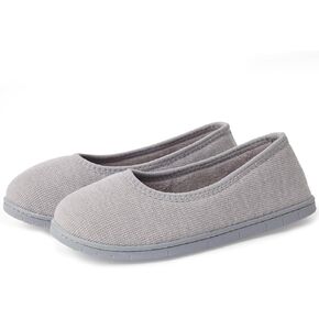 House Shoes for Women Comfy Memory Foam Loafer Slippers for Ladies Non-slip Sole for Comfort Ballet Flat with Closed Back Indoor and Outdoor for All Season Wear Black LightGrey Beige US6-US11
