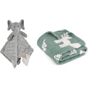 BORITAR Elephant Baby Security Blanket+3D Jacquard Fleece Fuzzy Receiving Blanket Soft Minky Dot Fabric Lovey Blanket