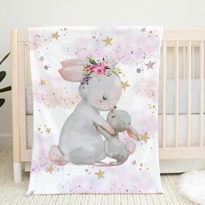 UNIQUE Bunny Ultra Soft Fleece Baby Blanket 30x40in, Mother's Love Baby Blanket, Girl
