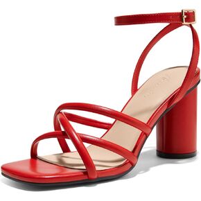 Arromic Women's Heeled Sandals - Chunky Block Heels, Strappy Square Open Toe Ankle Strap Dressy Party Wedding Prom Sandals for Women