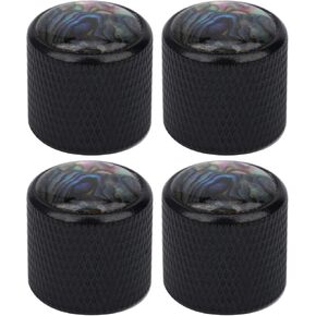 4 Pcs Electric Guitar Top Hat Knobs Metal High-End Shell Inlaid Potentiometer Control Knob Durable Volume Tone Electric Guitar Knob Dome Guitar Knobs(Silver-1)
