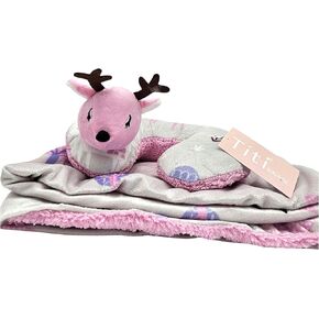 Reversible Baby Blanket & 3D Animal Neck Pillow Set – Ultra-Soft Plush, Double-Sided Design, Ideal for Newborns, Infants, and Toddlers, Perfect, 32x27 inches