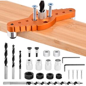 طقم Dowel Jig for Floating Shelf Bracket Self Circiber DIY ، كسر محرك ذاتي (1/2 "1/4" ، 5/16 "، 3/8" بتات) ، دليل الحفر لأقواس الرف و Mantels (Orange)