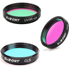 SVBONY Telescope Filter, 1.25 inches UV IR Cut Block Filter, Bundle with UHC Filter CLS Filter, Keep Planetary Images Sharp and City Light Pollution Reduction Filter, Astrophotography
