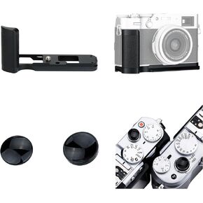 JJC Metal Hand Grip Secure Handle Bracket & Soft Shutter Release Button for Fuji Fujifilm X100V X100F Cameras