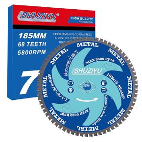 7-1/4"(185MM)-68T, Arbor 5/8" with Diamond Washer. Circular Saw Blade, Ferrous Metal, Steel Iron Bar, Sheet, Angle Cutting