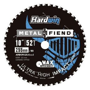 10-Inch Chop Saw Blade, 52-Teeth Cermet Carbide Tipped Cold Cut Saw Blade, Thin Kerf, 1-Inch Arbor, Professional Metal Cutting Blade for Steel, Angle Iron, Threaded Rod & More