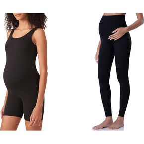 POSHDIVAH Maternity Leggings Bundle Maternity Bodysuit Pregnancy Double Lined Jumpsuit