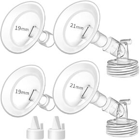 PumpMom-us 21mm and 24mm Oval Flanges Compatible with Spectra S2 S1 9 Plus Pump Parts, Replacement Breast Shield and Duckbill Valves for Spectra Pump Accessories (21mm + 24mm)