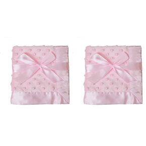 American Baby Company Heavenly Soft Chenille Security Blanket, 2-Layer Design with Minky Dot & Silky Satin, Pink, 14" x 14" for Boys and Girls (Pack of 2)