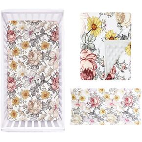 Floral Crib Sheet,Baby Blanket,Changing Pad Covers