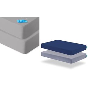 2 Pack Crib Sheets Waterproof, Crib Mattress Protector, Baby Fitted Crib Sheet Neutral & 2 Pack Crib Sheets Fitted, Crib Sheet Fits for Standard Crib Mattress