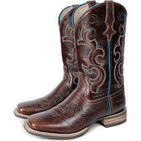 Women Western Boots Hand Painted, Square Toe, Full Grain Cowhide, 4-Layer Composite Sole(PLT203601)