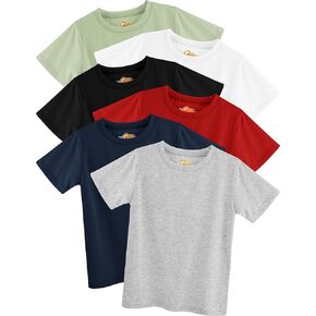 Baby Shirts for Boys 6 Pack, Baby Boy T Shirts with Crew Neck, Cotton Short-Sleeve Baby Boy Shirts, 2T