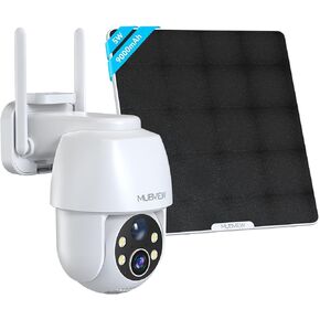 MUBVIEW 5W Solar Security Cameras Wireless Outdoor, 360° PTZ Battery Powered Outdoor Camera Plus, 2.4Ghz WiFi Security Camera for Home, 2K, Color Night Vision, Motion Detection,9000 mAh Battery