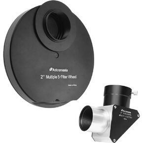 Astromania 2" 90-Degree Mirror Diagonal with 93% reflectivity Across Visible Spectrum - Bundle with - 2" Multiple 5-Position Filter Wheel for Telescope