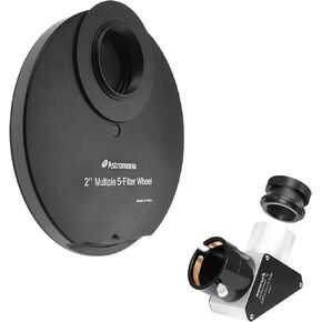 Astromania 2" SCT 90-Degree Mirror Diagonal with 93% reflectivity Across Visible Spectrum - Bundle with - 2" Multiple 5-Position Filter Wheel for Telescope