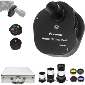 Astromania 1.25" Telescope Eyepiece & Filter Astronomical Kit - Bundle with - 1.25" Multiple 5-Position Filter Wheel for Telescope