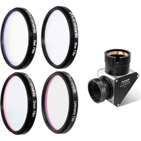 Astromania 2" SCT 90-Degree Mirror Diagonal with 93% reflectivity Across Visible Spectrum - Bundle with - Deluxe Telescope LRGB 2 Inch Filter Set - Colour Filters for Use with Monochrome CCD Cameras