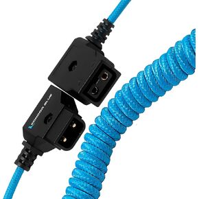 KONDOR BLUE | D-Tap Extension Male to Female Coiled Cable | 16"-36" D-Tap Connector Extension, Reverse Polarity Protection, & Ultra-Durable | Blue