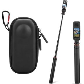 Carrying Case & 64in Selfie Stick Tripod, Portable Storage Bag Lens Protective Cover Hard Shell Protector Travel Case with wrist strap for Insta360 ONE X X2 X3 Camera Accessories(Not for X4)