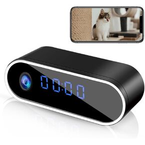 Indoor Camera with Clock, HD 1080P WiFi Security Cameras with Motion Detection Night Vision, Wireless Nanny Cam for Home Office Surveillance