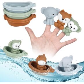 Bath Toys for Kids Ages 1-3, Bath Toys Easter Basket Stuffers Finger Puppets for Pool Beach Bathtub (Model A)
