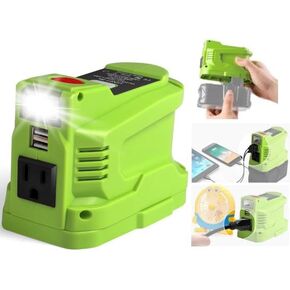 150W Power Inverter Suitable for RYOBI 18V Batteries, Portable Inverters Generator Power Source, DC 18V to AC110V Battery Inverter,w/2 USB Charger& 200LM LED Light for Camping (NO Battery)