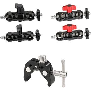 CAMVATE Universal Magic Arm（2pieces,Black） + Universal Magic Arm（2pieces,Red） + Crab clamp with 5/8"-27 Thread