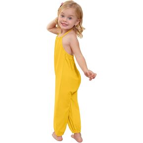 Toddler Baby Girl Cute Summer Jumpsuits for Kid Backless Harem Strap Romper Sleeveless Bodysuit 3-7Years