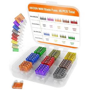 Mini (Dual Blade) / APM, ATM/Car Fuse Assortment Kit, 45 Pieces, Automotive Blade Fuse, 9 Current Ratings from 2A to 30A