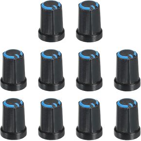MECCANIXITY Potentiometer Control Knob ABS Guitar Knob for Electric Guitar,Power Amplifiers,Stereos,Bass Volume Tone 270 Degrees Rotary Knob 6mm D Type Shaft Black White 20PCS