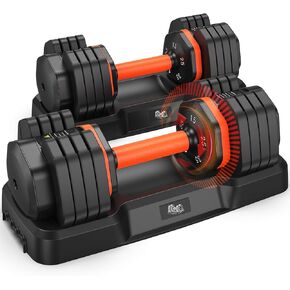 Adjustable Dumbbells Set 55LB, Adjustable Weights15/25/35/45/55lbs,Adjustable Dumbbell Pair 110LBS Exercise Fitness Fast Adjust Hex Weight for Full Body Workout Fitness Adjustable dumbbell set 2