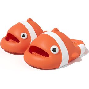 Clown Fish Cloud Slides for Women Men Cushion House Slippers, Cute Animal Non-Slip Slide Sandals Quick Drying Beach Shower Shoes for Indoor Outdoor Spa Gym Pool