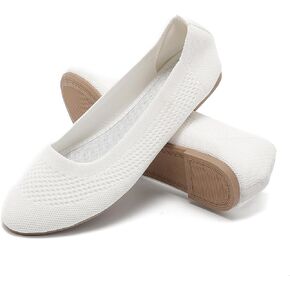 Hsttgsr Women's Ballet Flats Shoes Beige Comfortable Casual Dressy Mesh Shoes Slip On Ballerina Office Walking