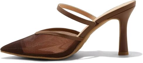 USIMAD Women’s Mesh Mule Heels Slip On Heeled Sandals with Memory Foam Insole Pointy Toe Arch Support in Saudi Arabia