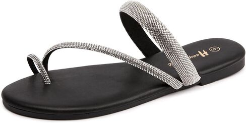 صندل راينستون للنساء تنزلق على صندل مسطح تقليب الصنادل ثونغ in Kuwait