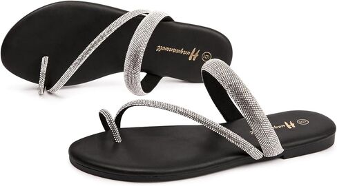 صندل راينستون للنساء تنزلق على صندل مسطح تقليب الصنادل ثونغ in Kuwait