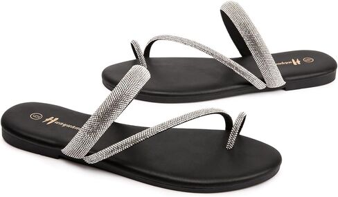 صندل راينستون للنساء تنزلق على صندل مسطح تقليب الصنادل ثونغ in Kuwait