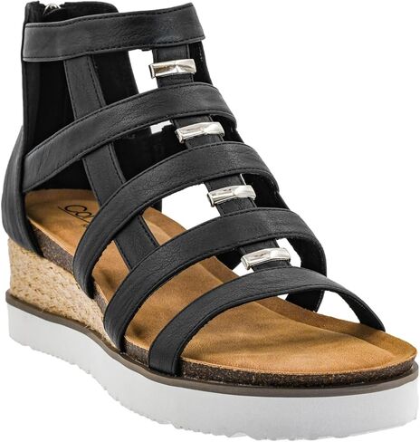 Corkys Footwear Hey Girl Women's Caged Animal 2-inch Wedge Sandals - Strappy Comfort with Easy Back Zip in Kuwait
